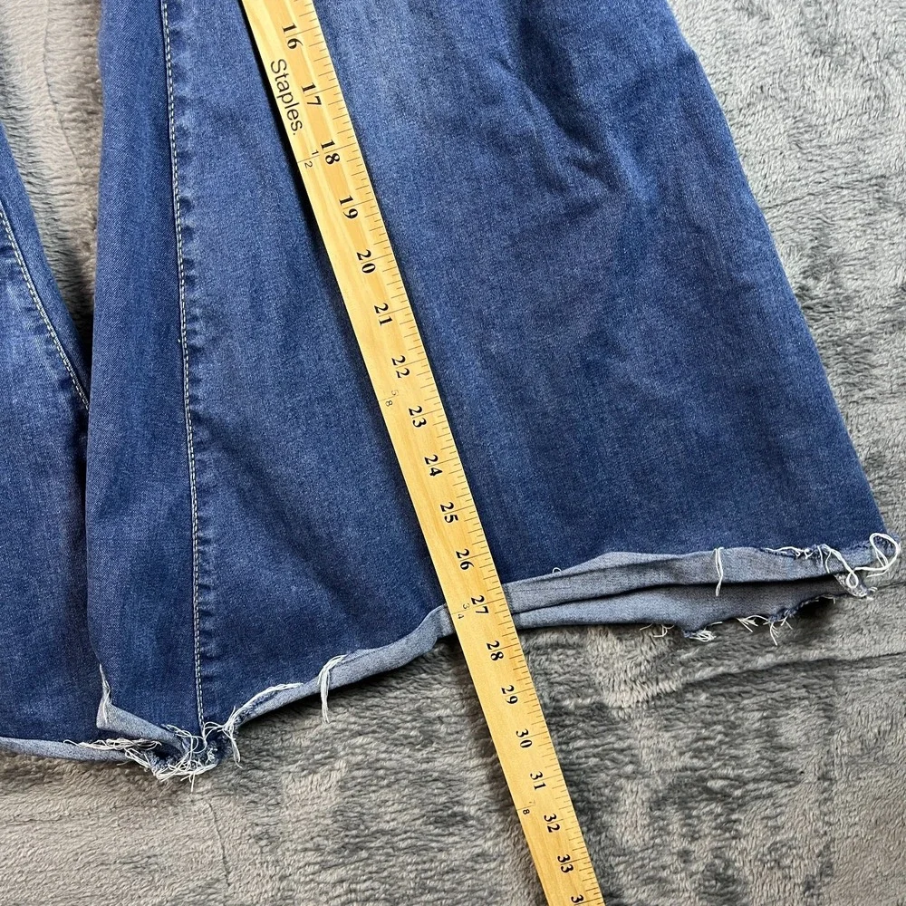 We The Free by Free People Flare Jeans Womens 29 Blue Denim Raw Hem Bell Bottom